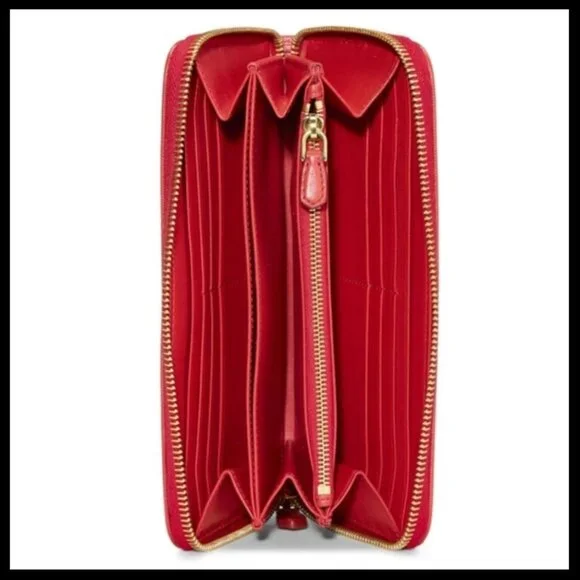 **HP** PRADA Red Leather Zip Around Wallet - Picture 3 of 16